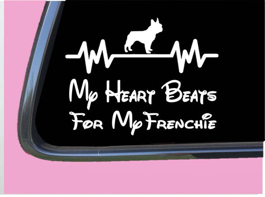 Frenchie Heart Beats for Lifeline Vinyl Decal – 6 Inch
