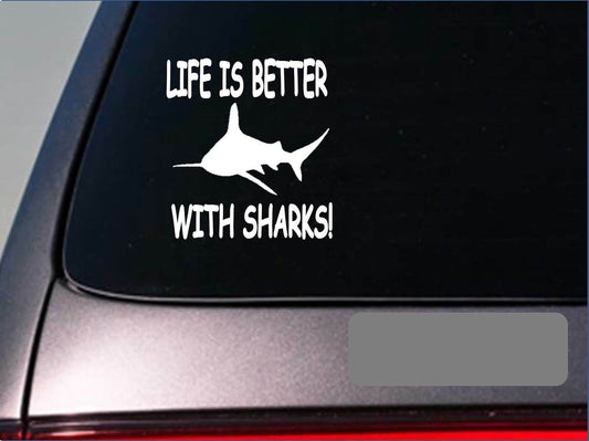 Life Is Better with Sharks Vinyl Decal – 6 Inch