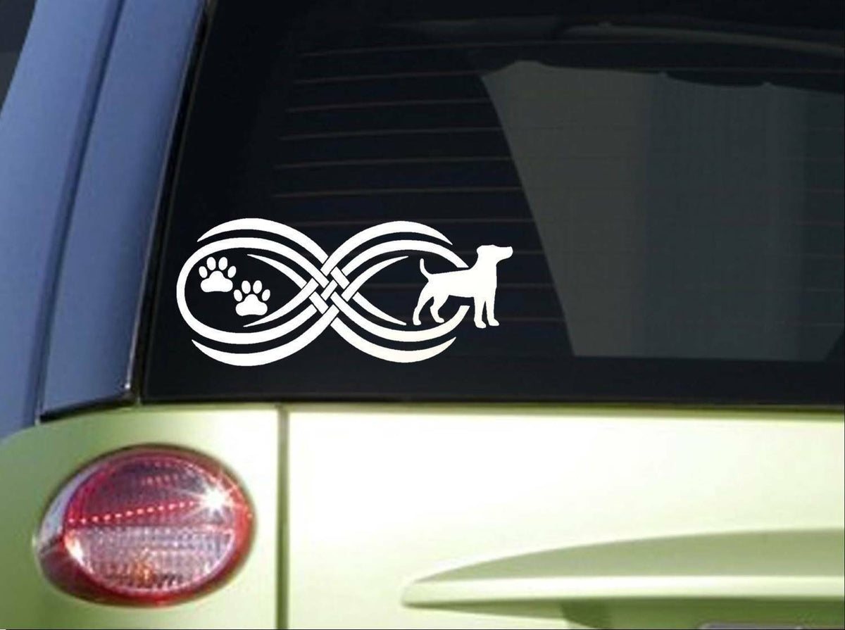 Tribal Jack Russell Infinity Sitcker Wide Vinyl Decal – 8.5 Inch