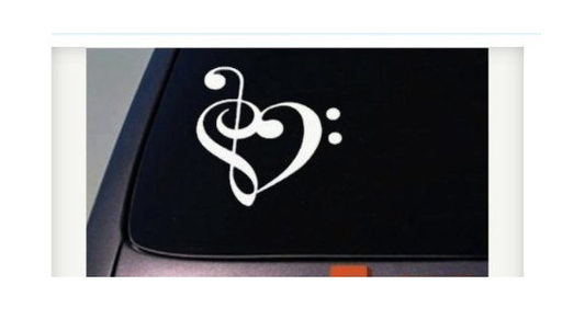 Treble Clef Base Clef Heart Vinyl Decal