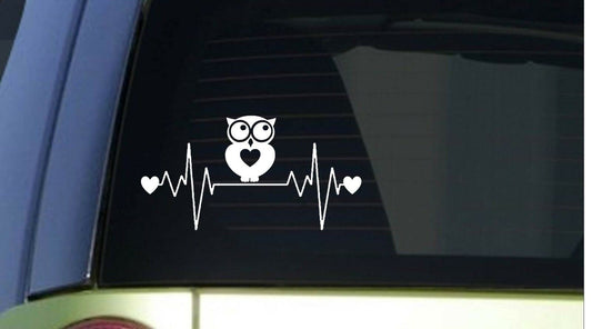 Owl Heartbeat Lifeline Wide Vinyl Decal – 8 Inch
