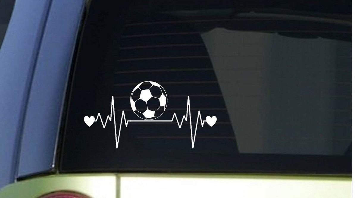 Soccer Heartbeat Lifeline Wide Vinyl Decal – 8 Inch
