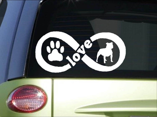 Staffordshire Bull Terrier Infinity Vinyl Decal – 8.5 Inch