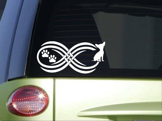Tribal Chihuahua Infinity Sitcker Wide Vinyl Decal – 8.5 Inch
