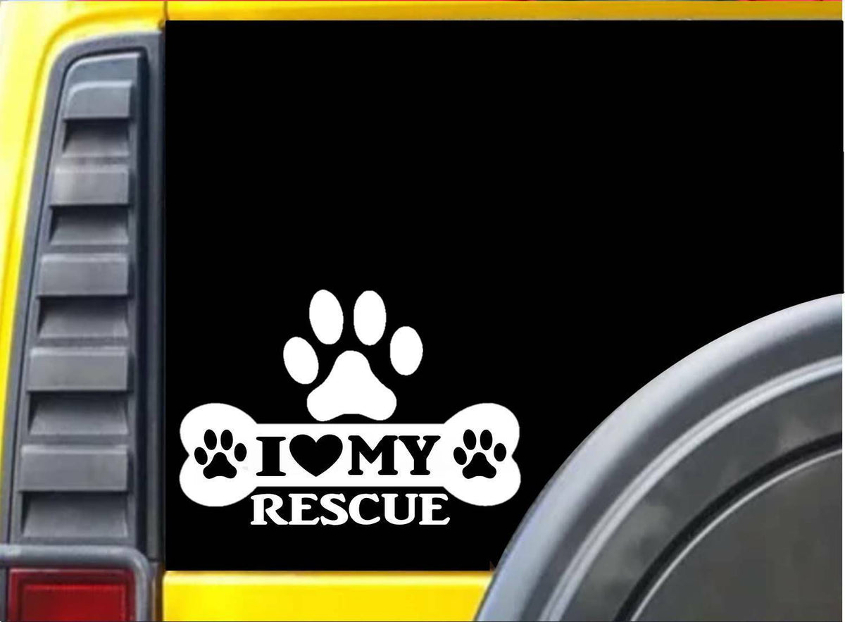 Animal Rescue Bone Paw Heartbeat Dog Vinyl Decal – 8 Inch