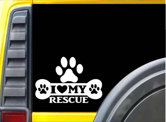 Animal Rescue Bone Paw Heartbeat Dog Vinyl Decal – 8 Inch