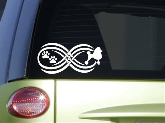 Tribal Poodle Infinity Sitcker Wide Vinyl Decal – 8.5 Inch