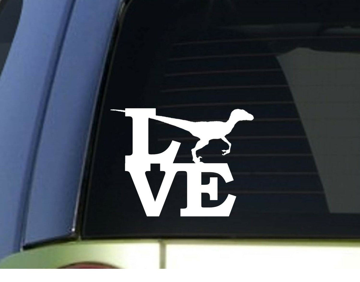 Velociraptor Love Vinyl Decal – 6 Inch