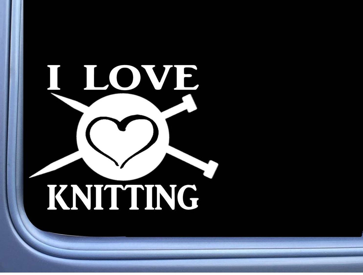 I Love Knitting Vinyl Decal – 6 Inch