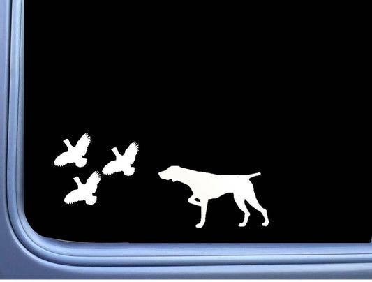 German Shorthair Pointer 3 Quail Shorthaired Dog Vinyl Decal – 8 Inch