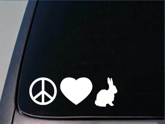 Peace Love Rabbit Vinyl Decal – 8 Inch