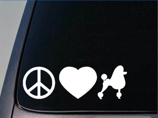 Peace Love Poodle Vinyl Decal – 8 Inch