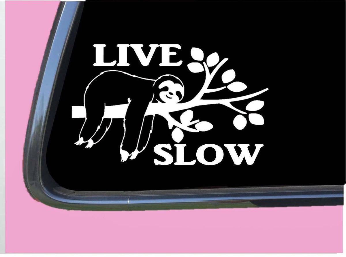 Live Slow Sloth Vinyl Decal – 8 Inch