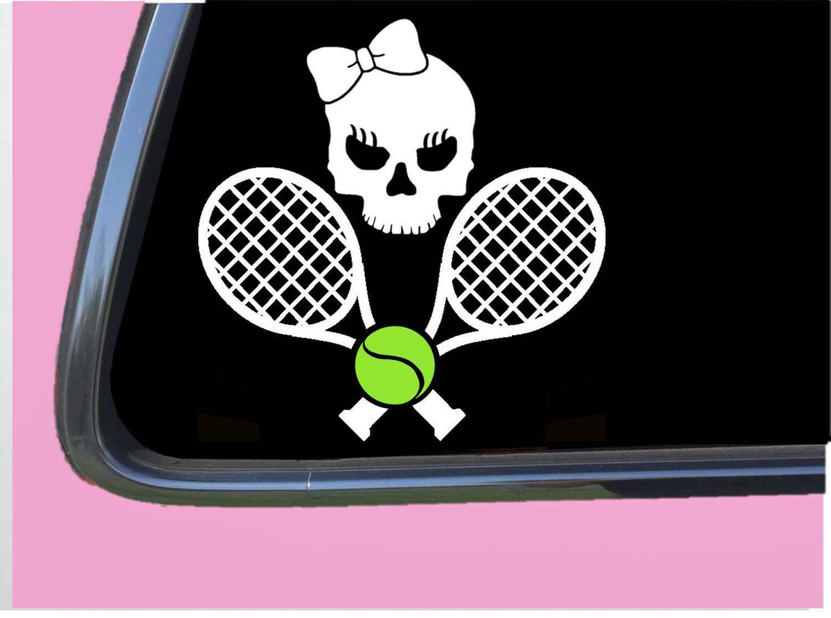 Tennis Skull Girl Vinyl Decal – 6 Inch