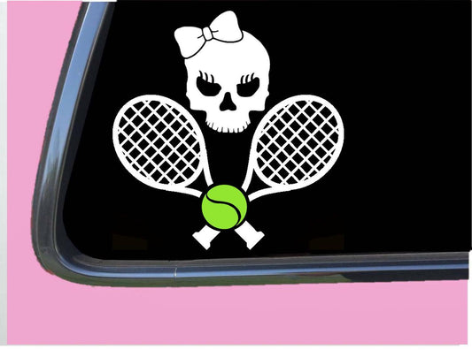 Tennis Skull Girl Vinyl Decal – 6 Inch