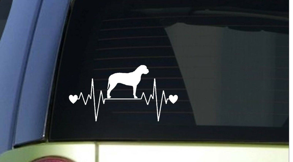 Bullmastiff Heartbeat Lifeline Wide Vinyl Decal – 8 Inch