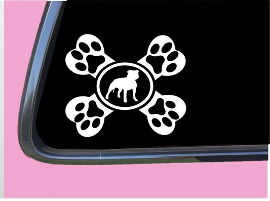 Pitbull Uncropped Crossbone Dog Vinyl Decal – 6 Inch