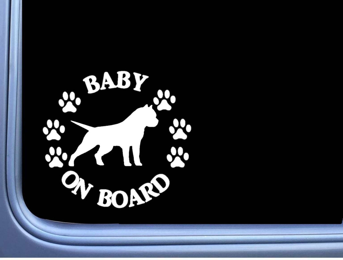 Baby on Board American Bully Cropped Pitbull Vinyl Decal – 6 Inch