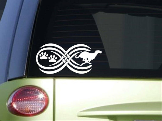 Tribal Greyhound Infinity Sitcker Wide Vinyl Decal – 8.5 Inch