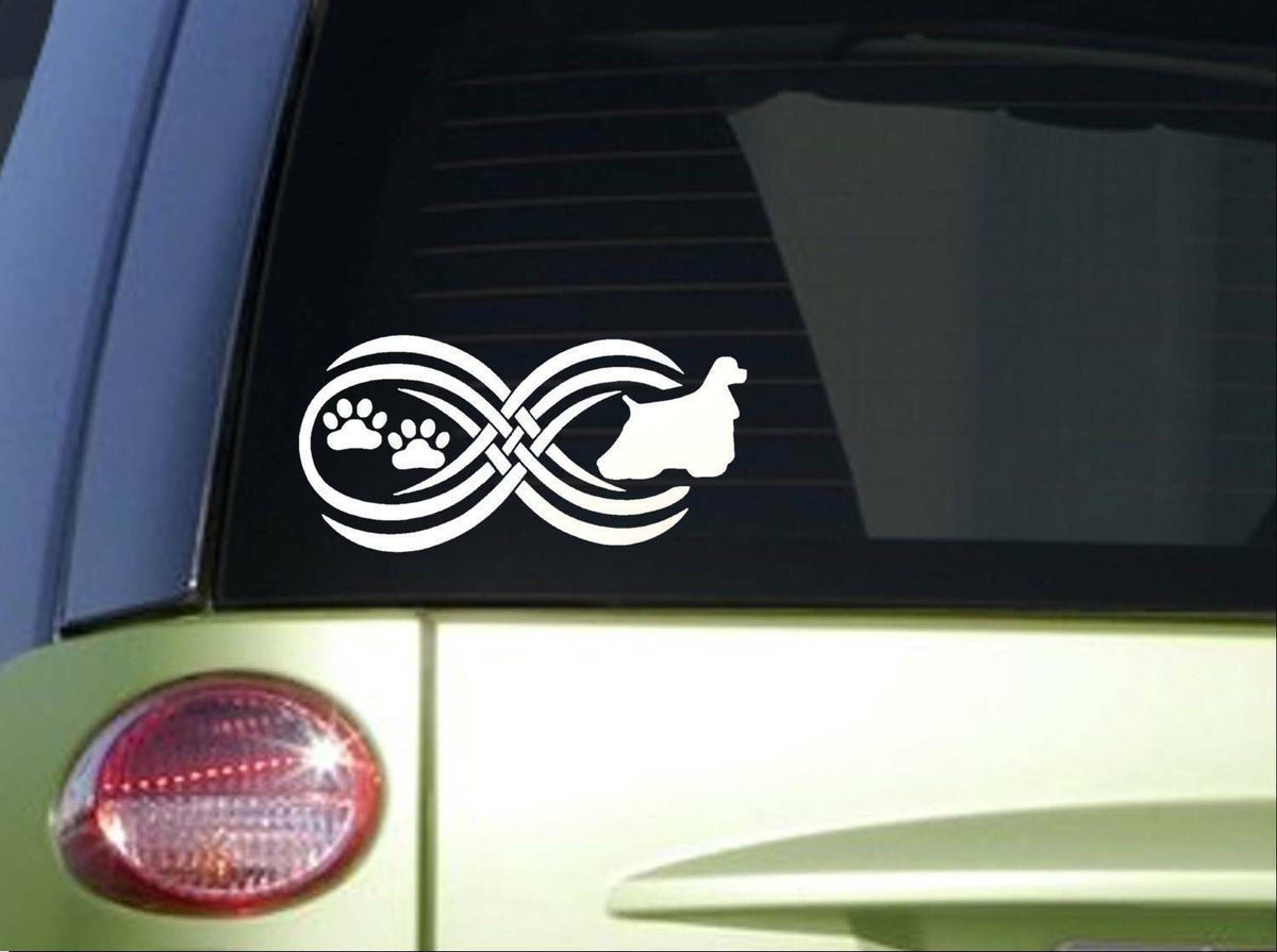 Tribal Cocker Spaniel Infinity Sitcker Wide Vinyl Decal – 8.5 Inch