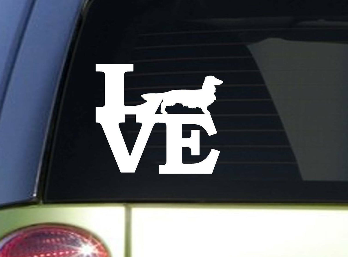Longhaired Dachshund Love Sitcker 6X Vinyl Decal – 6 Inch