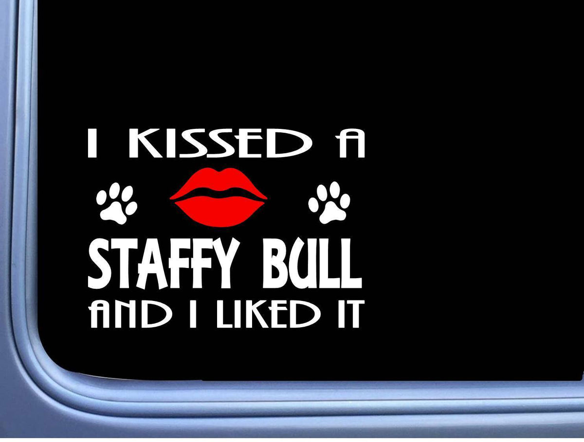 Staffy Bull Kissed Dog Staffordshire Terrier Vinyl Decal – 8 Inch