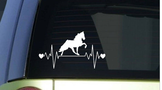 Walking Horse Heartbeat Lifeline Wide Vinyl Decal – 8 Inch