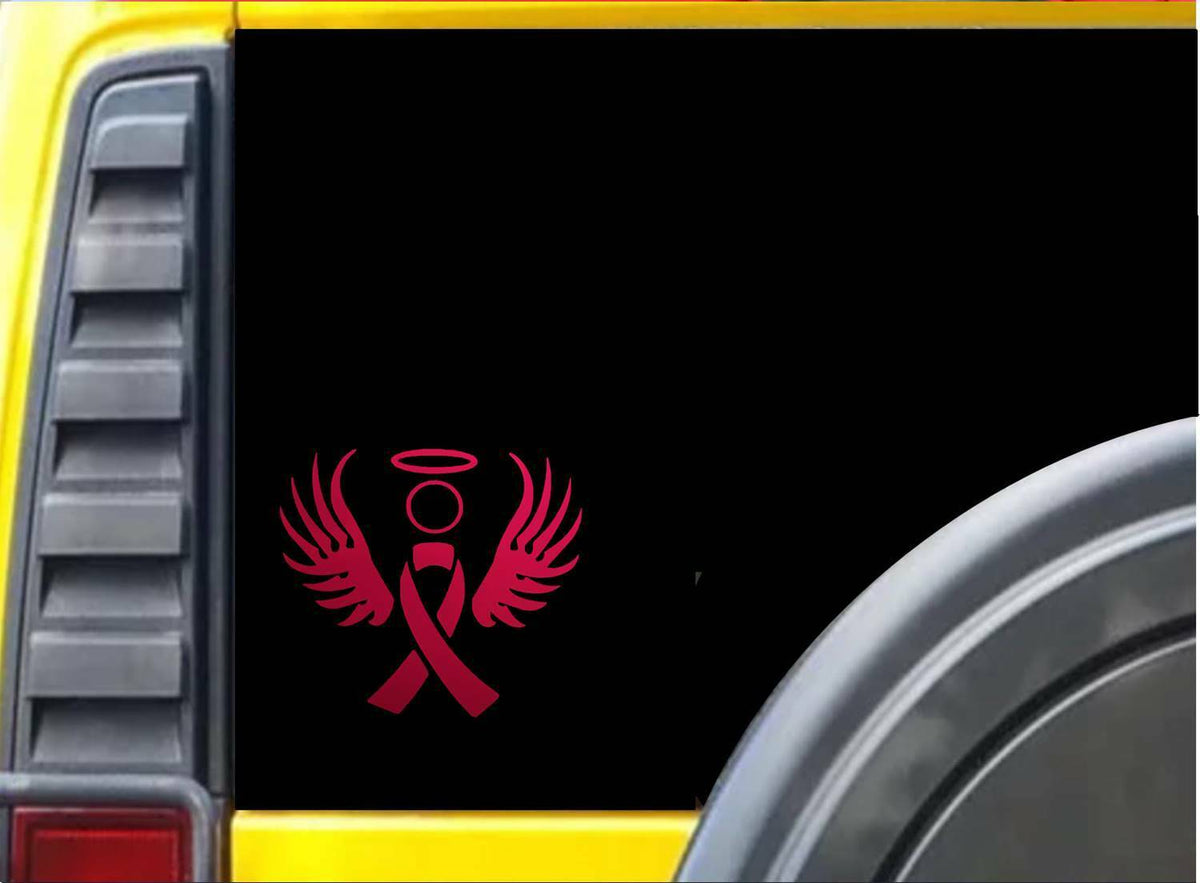 Pink Breast Cancer Ribbon Angel Awareness Vinyl Decal – 5 Inch