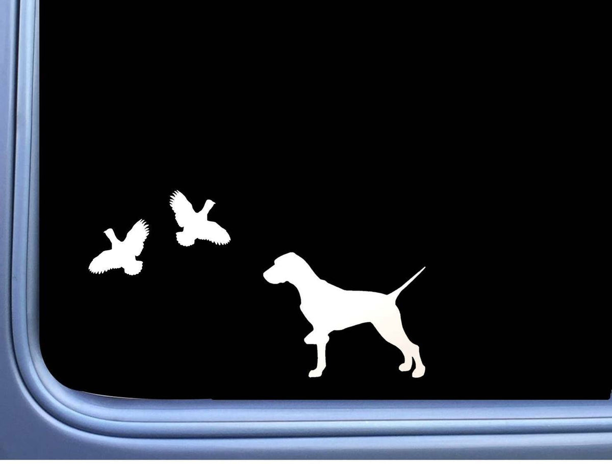 English Pointer 2 Quail Shorthaired Dog Vinyl Decal – 8 Inch