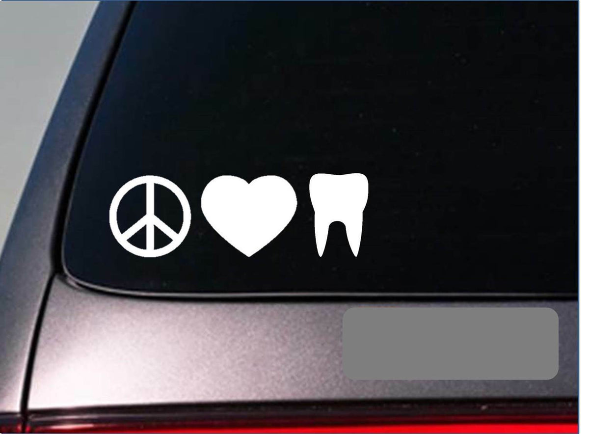 Peace Love Tooth Vinyl Decal