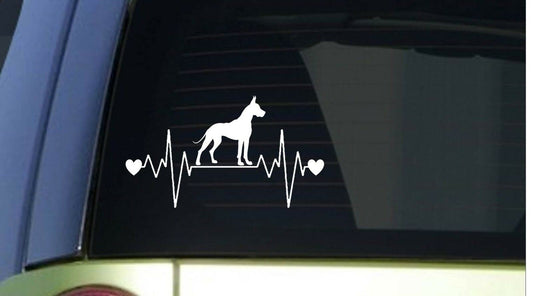 Great Dane Heartbeat Lifeline Wide Vinyl Decal – 8 Inch