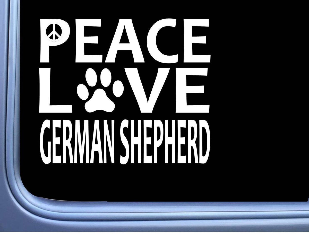German Shepherd Peace Love Dog Vinyl Decal – 6 Inch