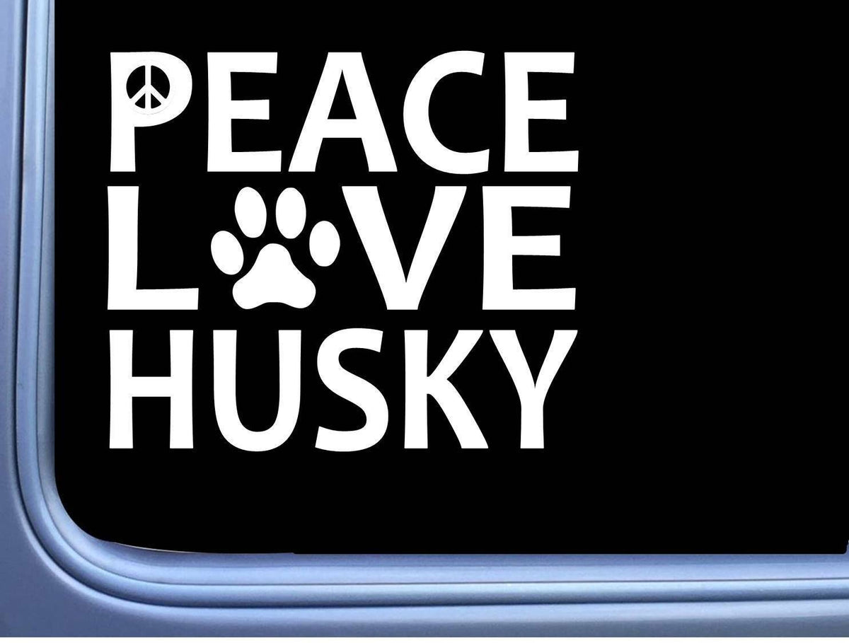 Siberian Husky Peace Love Dog Vinyl Decal – 6 Inch