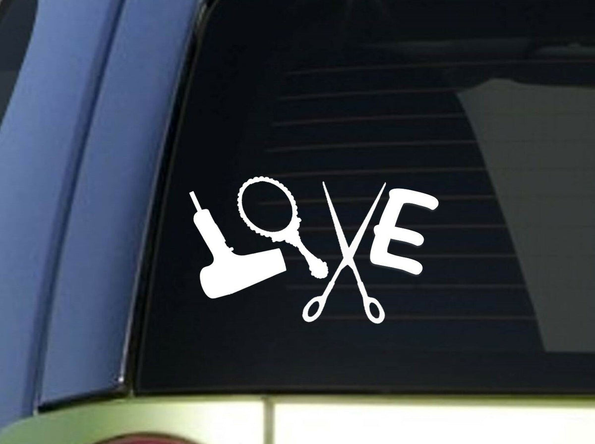 Love Hair Stylist Vinyl Decal – 8 Inch