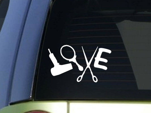 Love Hair Stylist Vinyl Decal – 8 Inch