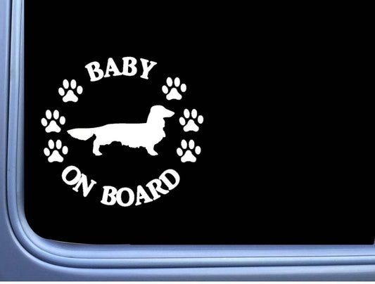 Baby on Board Dachshund Longhair Vinyl Decal – 6 Inch