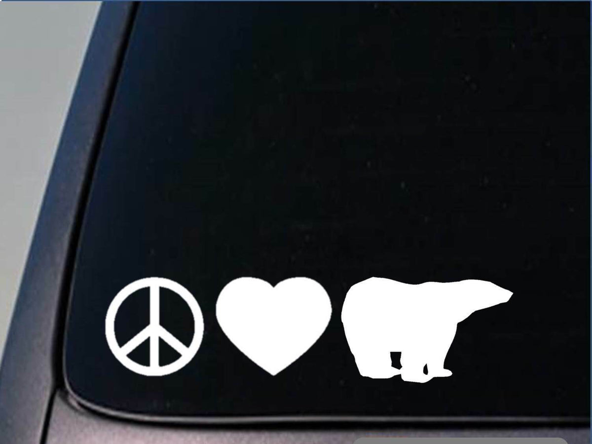 Peace Love Polar Bear Vinyl Decal – 8 Inch