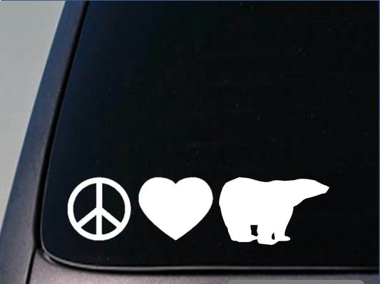 Peace Love Polar Bear Vinyl Decal – 8 Inch