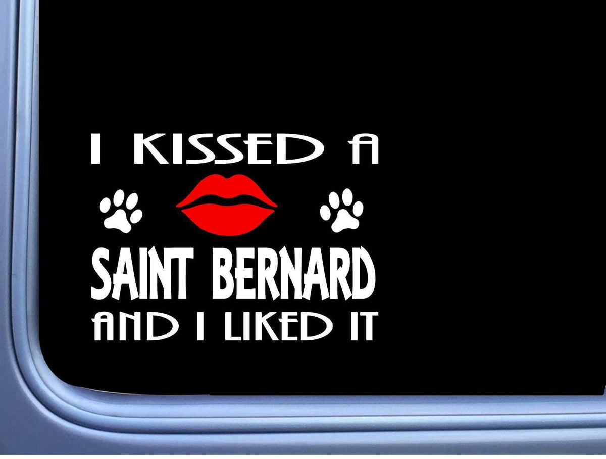 Saint Bernard Kissed Dog Vinyl Decal – 8 Inch