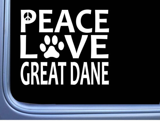 Great Dane Peace Love Dog Vinyl Decal – 6 Inch