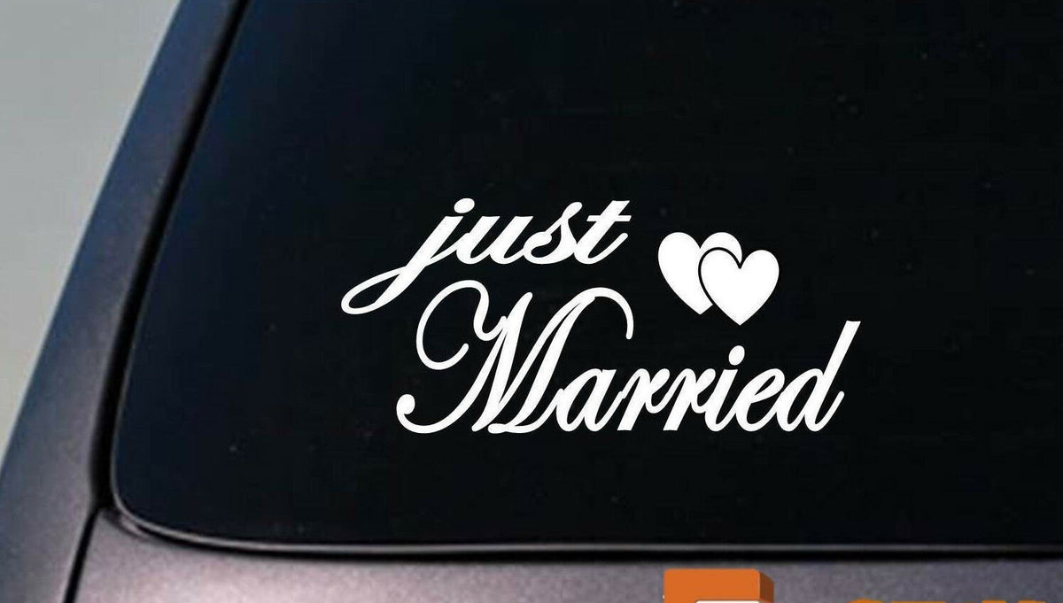 Just Married Wedding Vinyl Decal – 6 Inch
