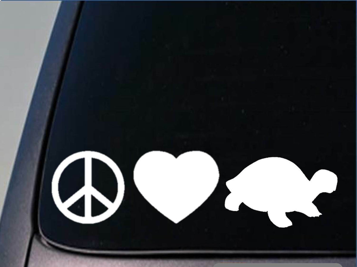 Peace Love Turtle Vinyl Decal – 8 Inch