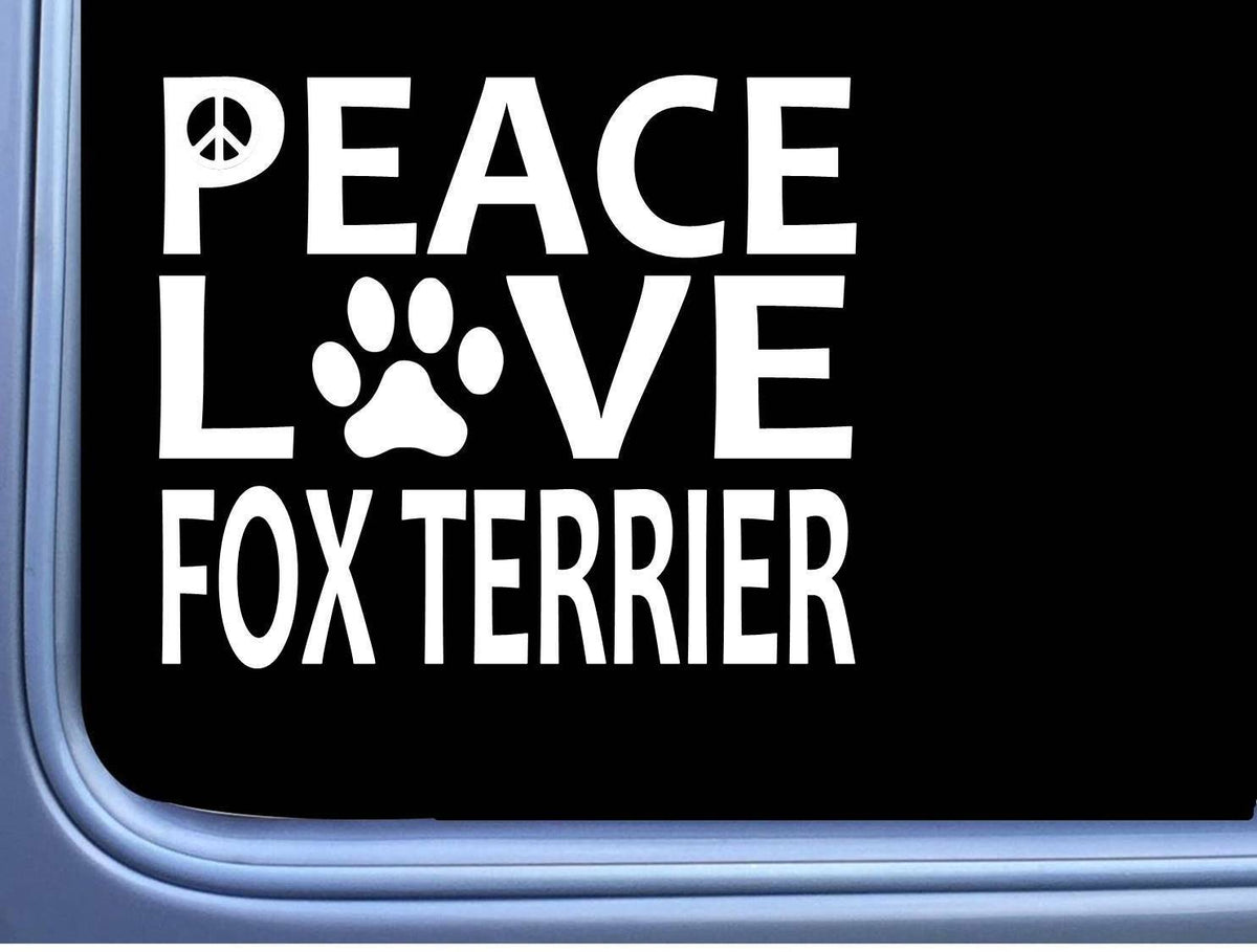Fox Terrier Peace Love Dog Vinyl Decal – 6 Inch
