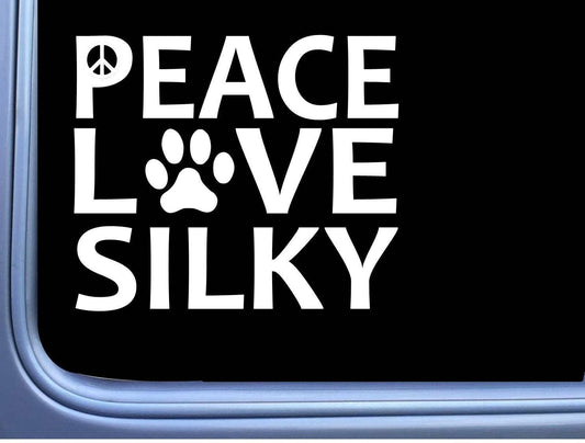 Silky Terrier Peace Love Dog Vinyl Decal – 6 Inch