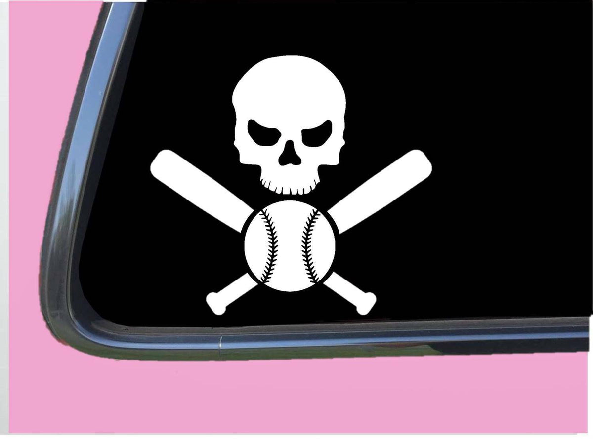 Baseball Skull Vinyl Decal – 6 Inch