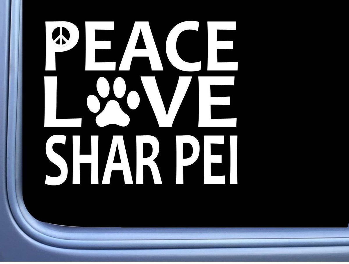 Shar Pei Peace Love Dog Vinyl Decal – 6 Inch