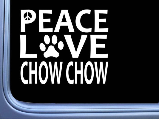 Chow Chow Peace Love Dog Vinyl Decal – 6 Inch