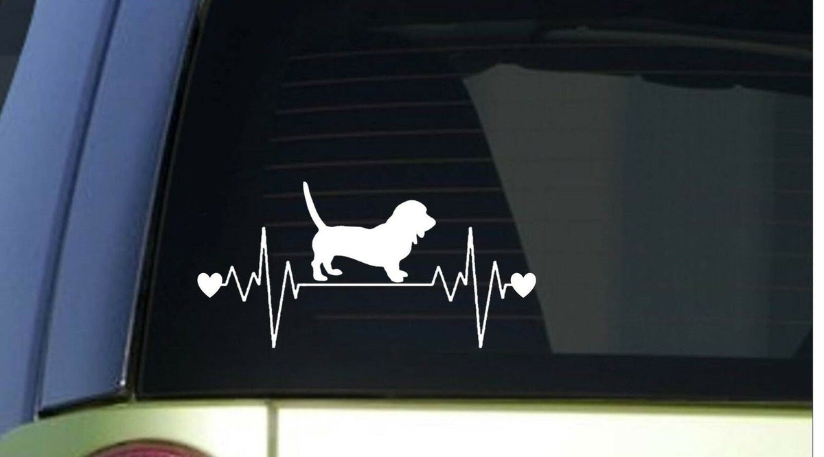 Basset Hound Heartbeat Lifeline Wide Vinyl Decal – 8 Inch