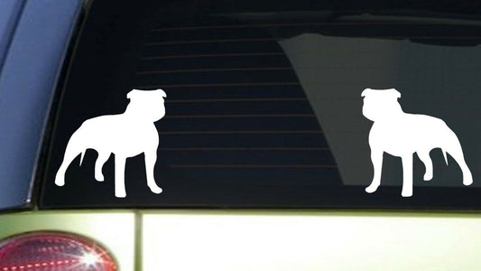 2 Pitbull Uncropped White Vinyl Decal – 6 Inch