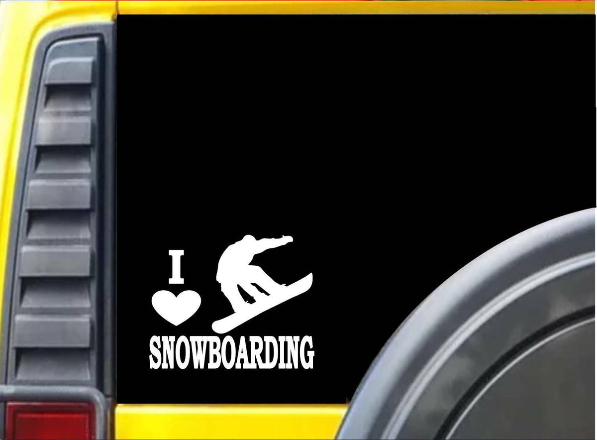 I Love Snowboarding Vinyl Decal – 6 Inch